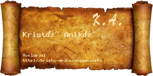 Kristó Anikó névjegykártya